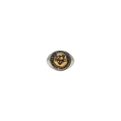 Alexander Mcqueen Brass Ring With Swarovski Crystals In Metallic
