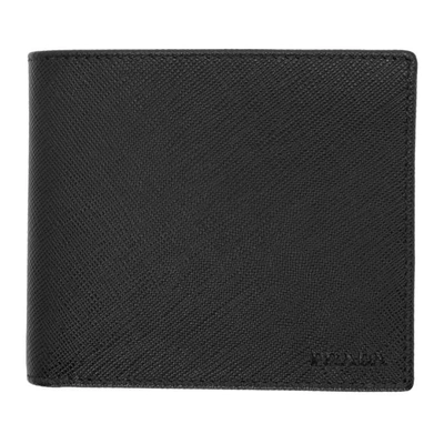 Prada Saffiano-leather Bi-fold Wallet In Black