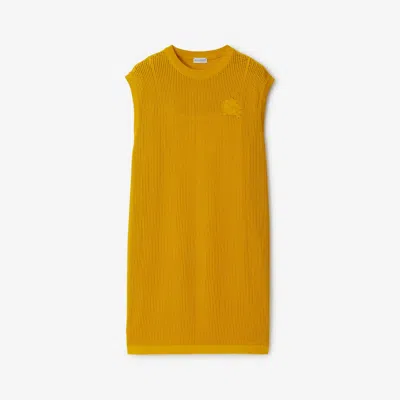 Burberry Ekd-embroidered Mesh Dress In Yellow