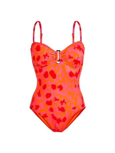 Vilebrequin Lucette Abstract-print Swimsuit In Apricot