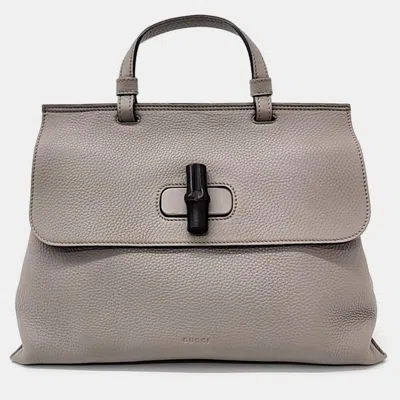 Pre-owned Gucci Mocha Grey Leather Daily Tote Bag