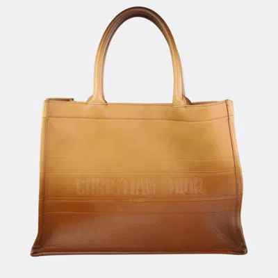 Pre-owned Dior Brown Ombre Gradient Leather Medium Book Tote Bag