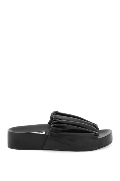 Jil Sander Leather Sandals In Black