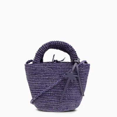 Manebi Halfmoon Raffia Tote Bag In Purple