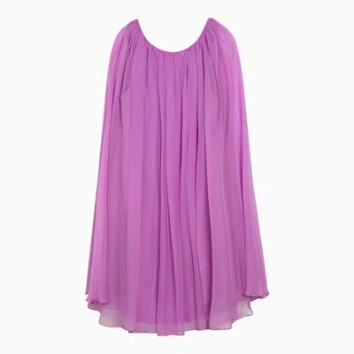 Max Mara Mauve Silk Chiffon Flared Dress In Pink
