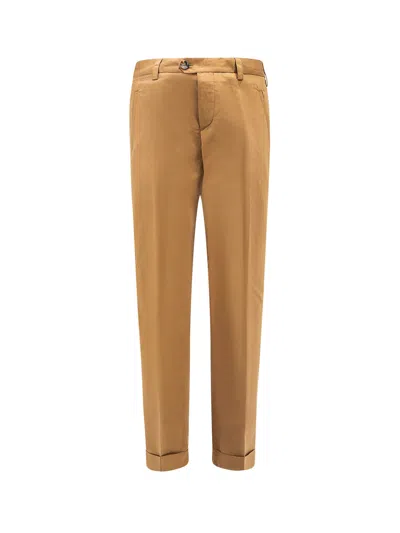 Pt Torino Cotton And Linen Trouser In Brown