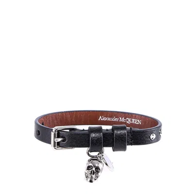 Alexander Mcqueen Leather Bracelet In Neutral