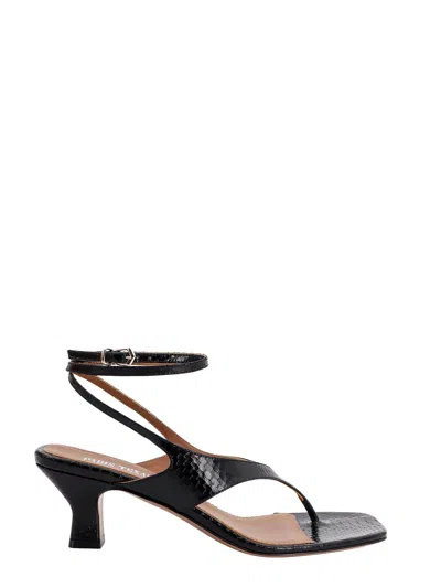 Paris Texas Leather Sandals With Ayers Effect In Black