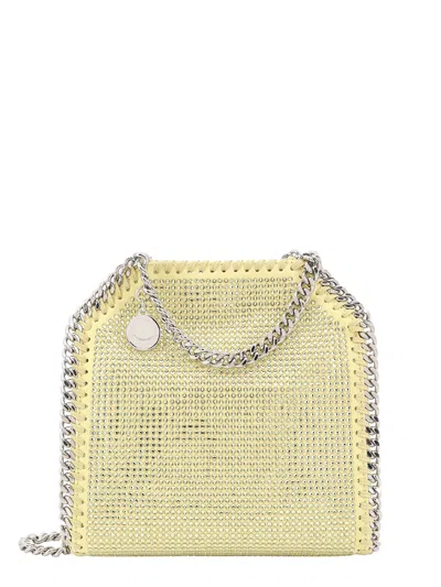 Stella Mccartney Shaggy Deer Shoulder Bag With All-over Rhinestones In Yellow