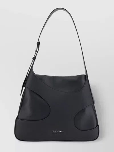 Ferragamo Calfskin Hobo Shoulder Bag With Asymmetric Cut-outs