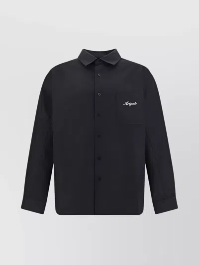 Axel Arigato Flow Overshirt Black Shirt With Chest Pocket And Logo - Flow Overshirt In Nero