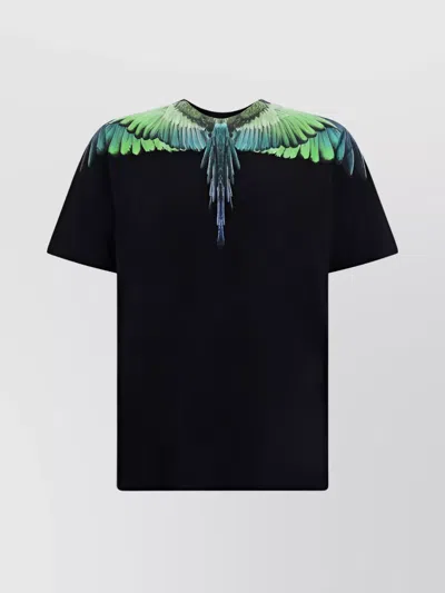 Marcelo Burlon County Of Milan Icon Wings Cotton T-shirt In Black Light Green
