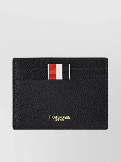 Thom Browne Leather Card Holder With Signature Stripe