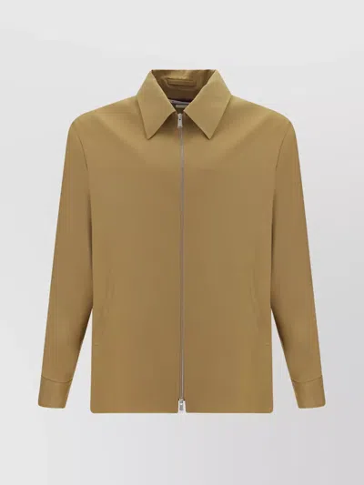 Lanvin Wool Jacket With Cuffed Sleeves And Side Pockets In Brown