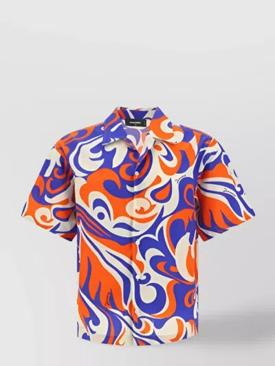 Dsquared2 Abstract-print Shirt In Milk/red/blue