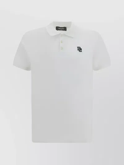 Dsquared2 Logo-embroidered Polo Shirt In Blanco