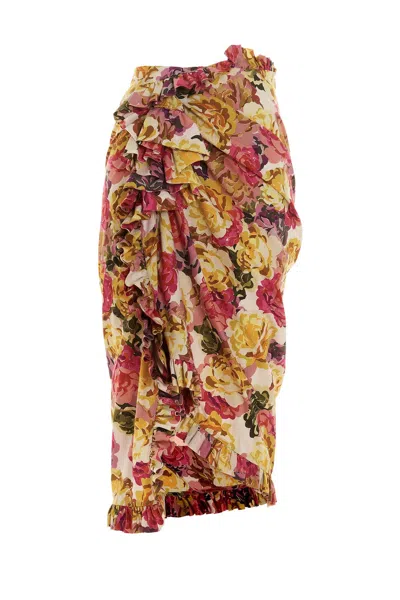 Dries Van Noten Floral Printed Ruffled Skirt In Multicolor