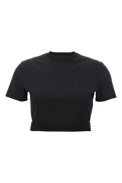 Givenchy Logo-waistband Cropped T-shirt In Black