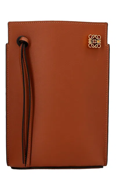 Loewe Dice Pocket Embellished Leather Shoulder Bag In Brown