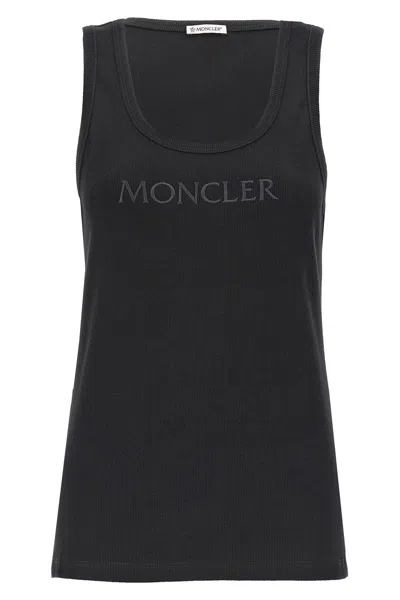 Moncler Women Logo Embroidery Tank Top In Black