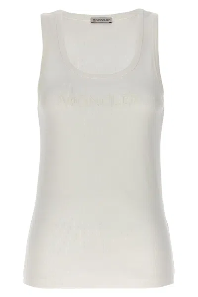 Moncler Women Logo Embroidery Tank Top In White