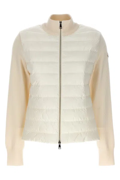 Moncler Women Two-material Cardigan In White