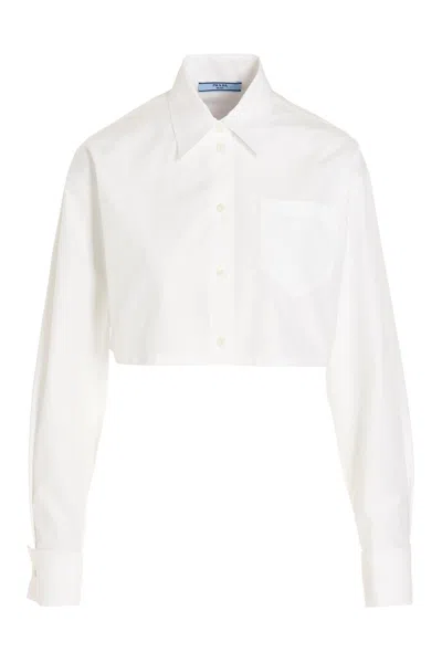 Prada Women Jewel Cropped Shirt In White
