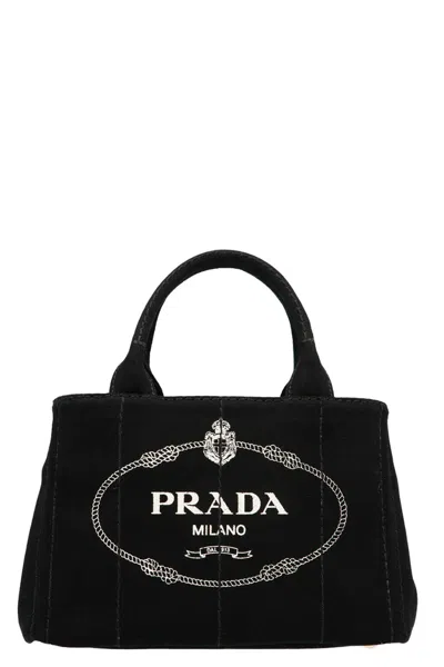 Prada Women Logo Hand Bag In Black