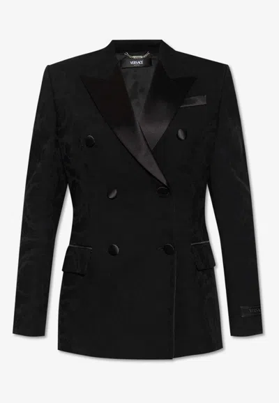 Versace Barocco Tailored Wool Jacket In Black