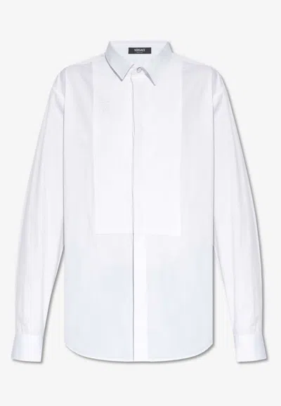Versace Barocco Long-sleeved Formal Shirt In White