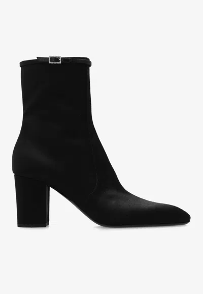Saint Laurent Betty 70 Satin Ankle Boots In Black