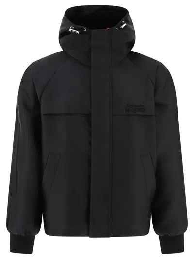 Alexander Mcqueen Jacket With Embroidered Logo In Black