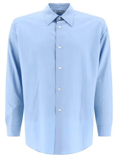 Auralee Washed Finx Twill Shirts In Light Blue