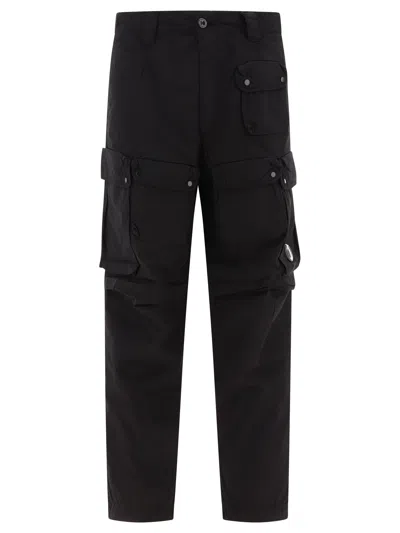 C.p. Company "rip Stop" Cargo Trousers In Black
