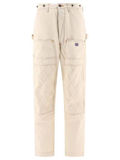 Kapital Lumber Straight-leg Embroidered Cotton-canvas Cargo Trousers In Beige