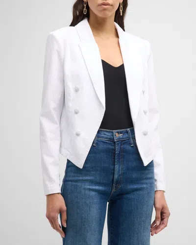 L Agence Women's Wayne Cropped Double-breasted Jacket In Blanc