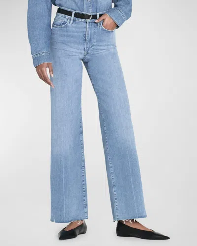 Frame Le Slim Palazzo Raw Fray Jeans In Clearwater