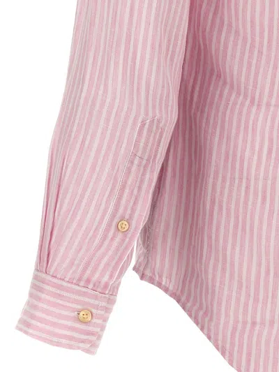 Polo Ralph Lauren Striped Linen Shirt In Pink
