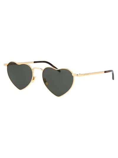 Saint Laurent Sunglasses In 004 Gold Gold Grey