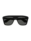 Gucci Men's Logo-cutout Acetate Rectangle Sunglasses In Black Dark Grey