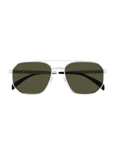 Alexander Mcqueen Eyewear Square Frame Sunglasses In Silver Grey
