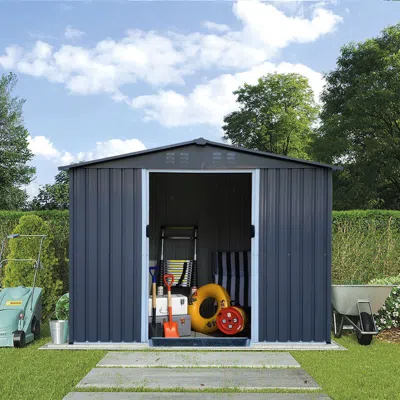 Simplie Fun Outdoor Storage Shed 8 X 6 Ft Large Metal Tool Sheds In Blue
