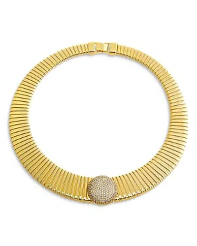 By Adina Eden Pave Circle Accented Graduated Snake Choker Necklace In Gold