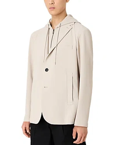 Emporio Armani Layered Hooded Blazer In Grey