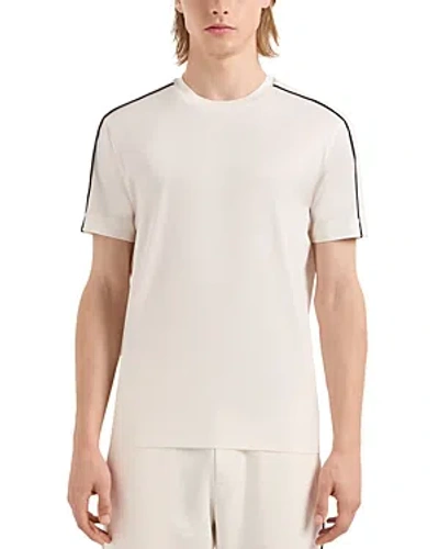 Emporio Armani Tape Logo T Shirt In Beige