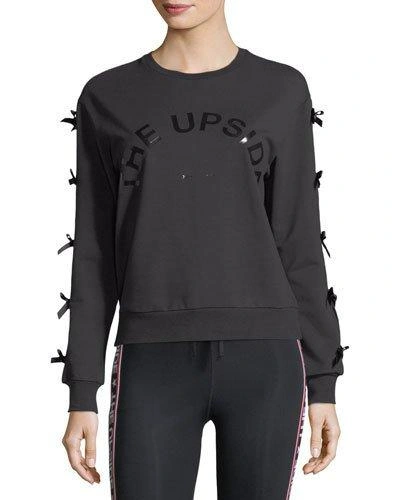 The Upside Bowie Crewneck Sweatshirt W/ Bow Details In Black