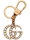 GUCCI PEARL-EMBELLISHED DOUBLE G KEY RING,476428JCFAT12301552