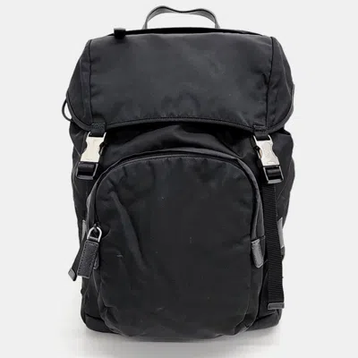 Pre-owned Prada Testudo Backpack (2vz135) In Black