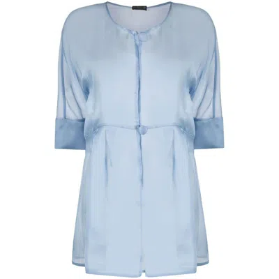 Fely Campo Sheer Peplum Jacket In Blue