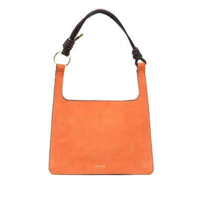 Siedres Galli Suede Shoulder Bag In Brown/orange